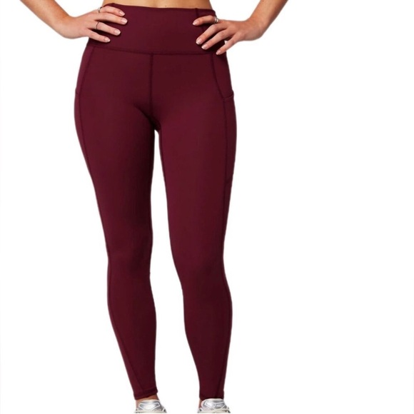 Fabletics Oasis PureLuxe High Waisted 7/8 Leggings Burgundy With Pockets Medium - Picture 1 of 11